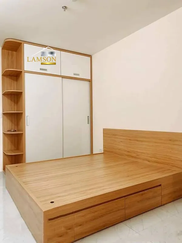 Giường ngủ 2 ngăn kéo hiện đại tông màu tự nhiên được khách hàng ở nha trang ưa chuộng