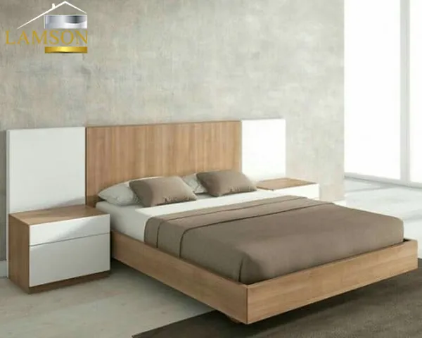 Giường ngủ thiết kế tap màu gỗ nâu kết hợp trắng hiện đại, trẻ trung
