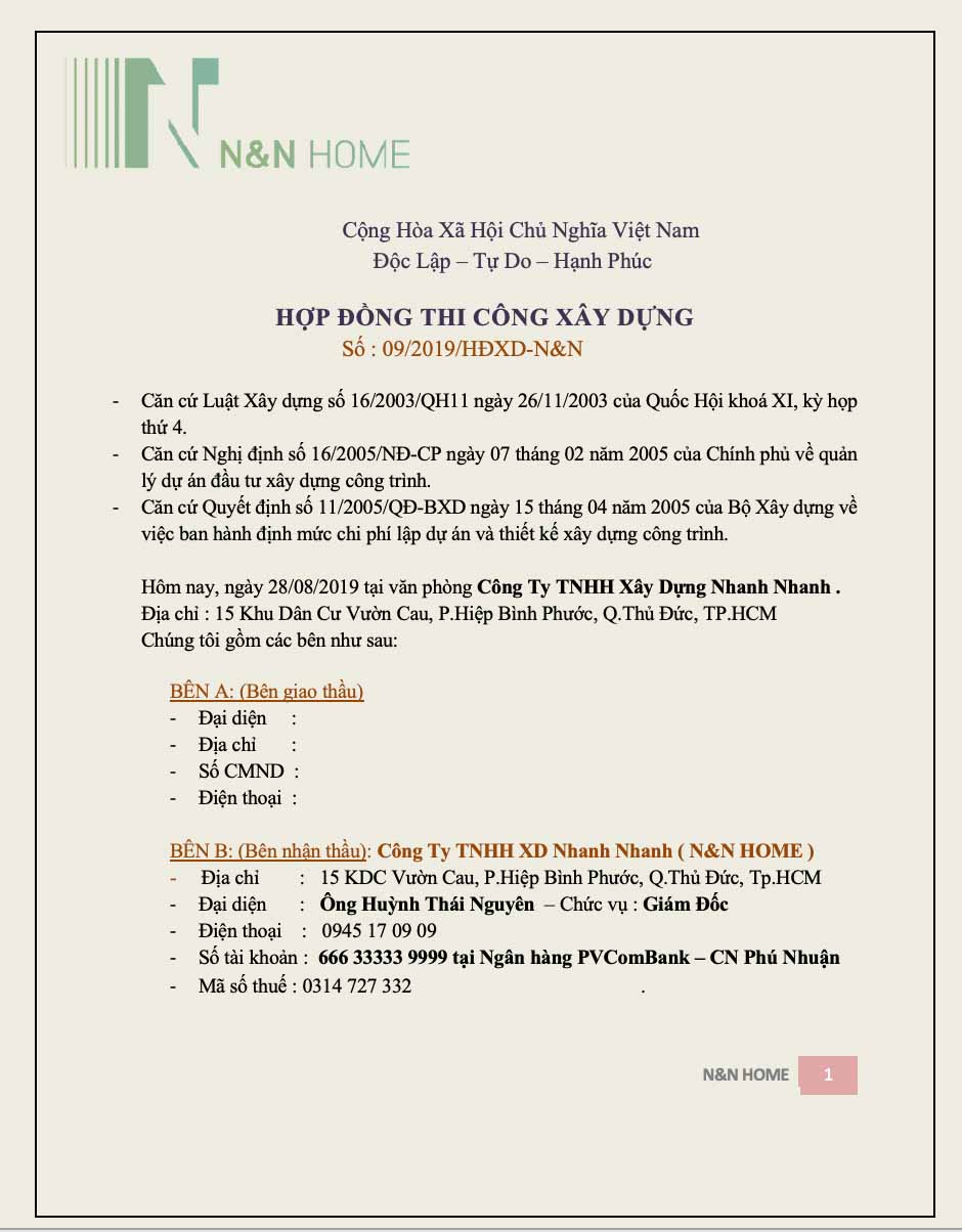 Hợp đồng Xây Nhà Cấp 4 Năm 2025 – Hướng Dẫn Toàn Diện