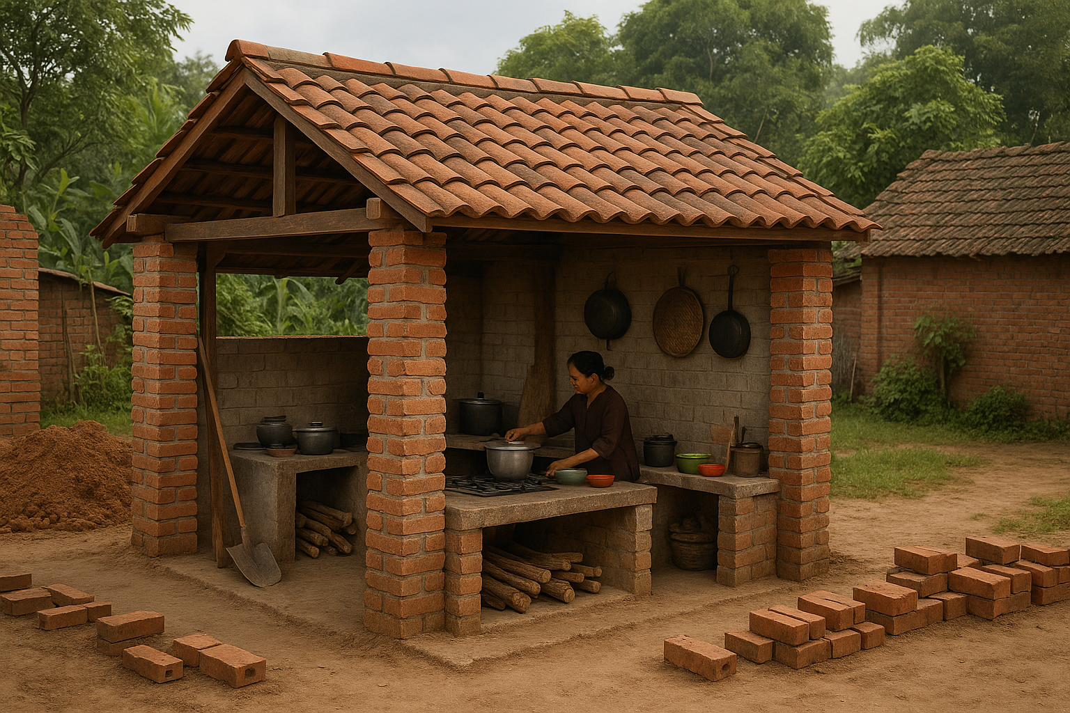 xây nhà bếp ở quê