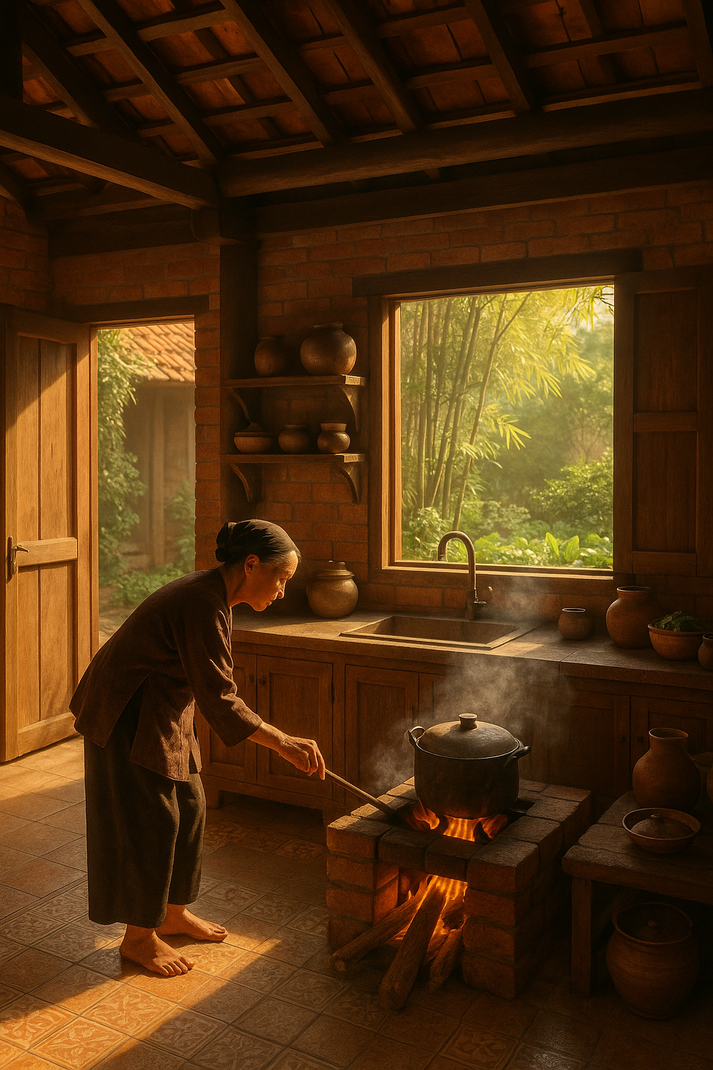 xây nhà bếp ở quê