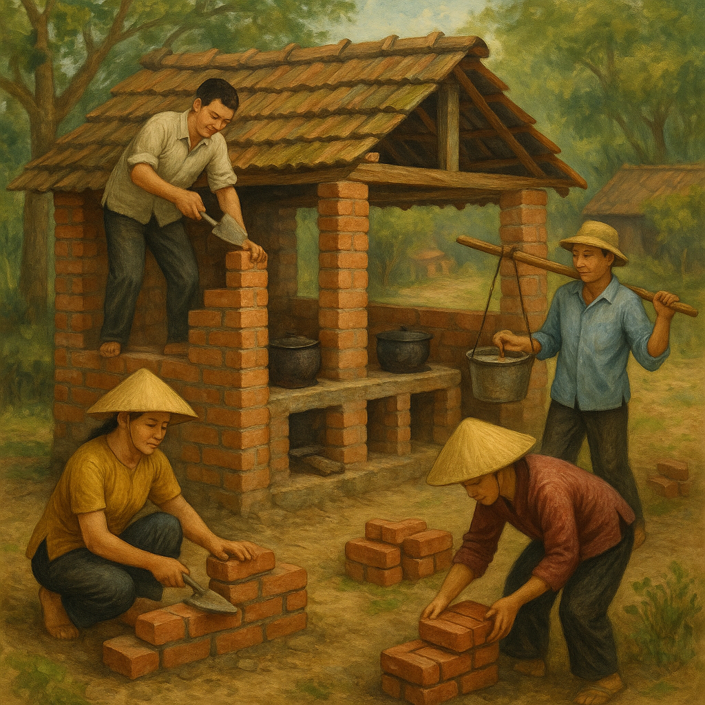 xây nhà bếp ở quê