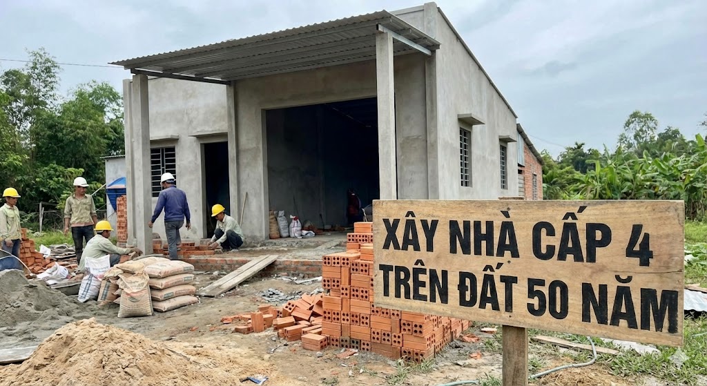 xây nhà cấp 4 trên đất 50 năm