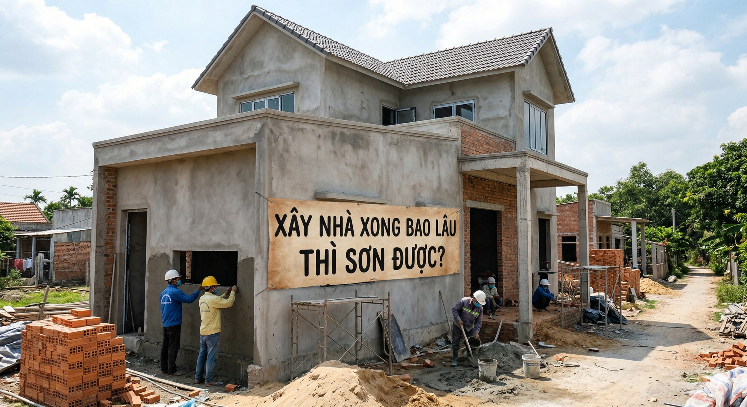 Xây nhà xong bao lâu thì sơn được? Bí quyết để có lớp sơn bền đẹp 10 năm