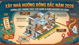 Xây nhà hướng Đông Bắc năm 2026: Phong thủy, Cát hung và Kinh nghiệm thi công từ A-Z
